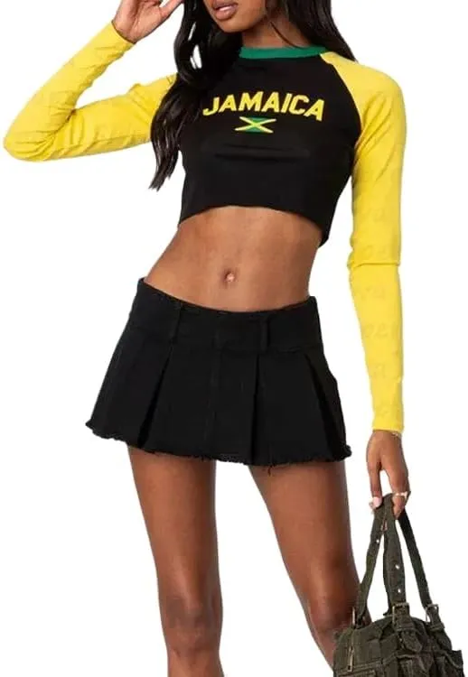 Brazil Strap Tank Top France Crop Top Y2k Shirts Graphic Tees for Women Vintage 90s Streetwear Baby Tees for Women