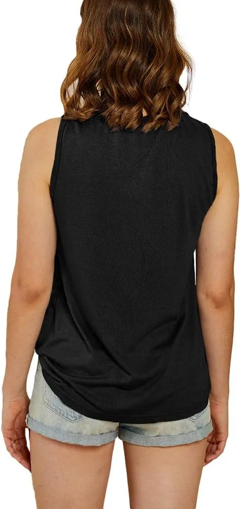 BRUBOBO Womens Funny Skull Graphic Tank Tops Summer High Neck Sleeveless Workout Tee Shirts