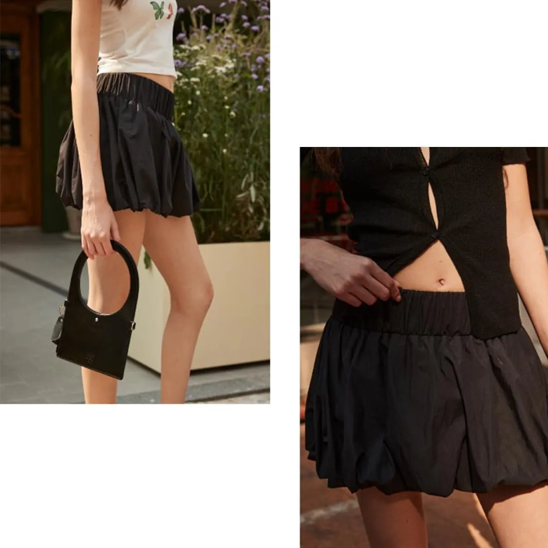 Bubble Mini Skirt Y2K Ruffle Short Skirts Pleated Puffy Balloon Skirt Streetwear