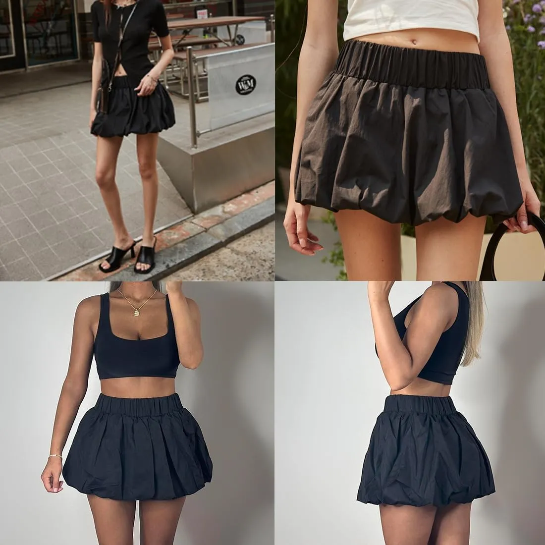 Bubble Mini Skirt Y2K Ruffle Short Skirts Pleated Puffy Balloon Skirt Streetwear