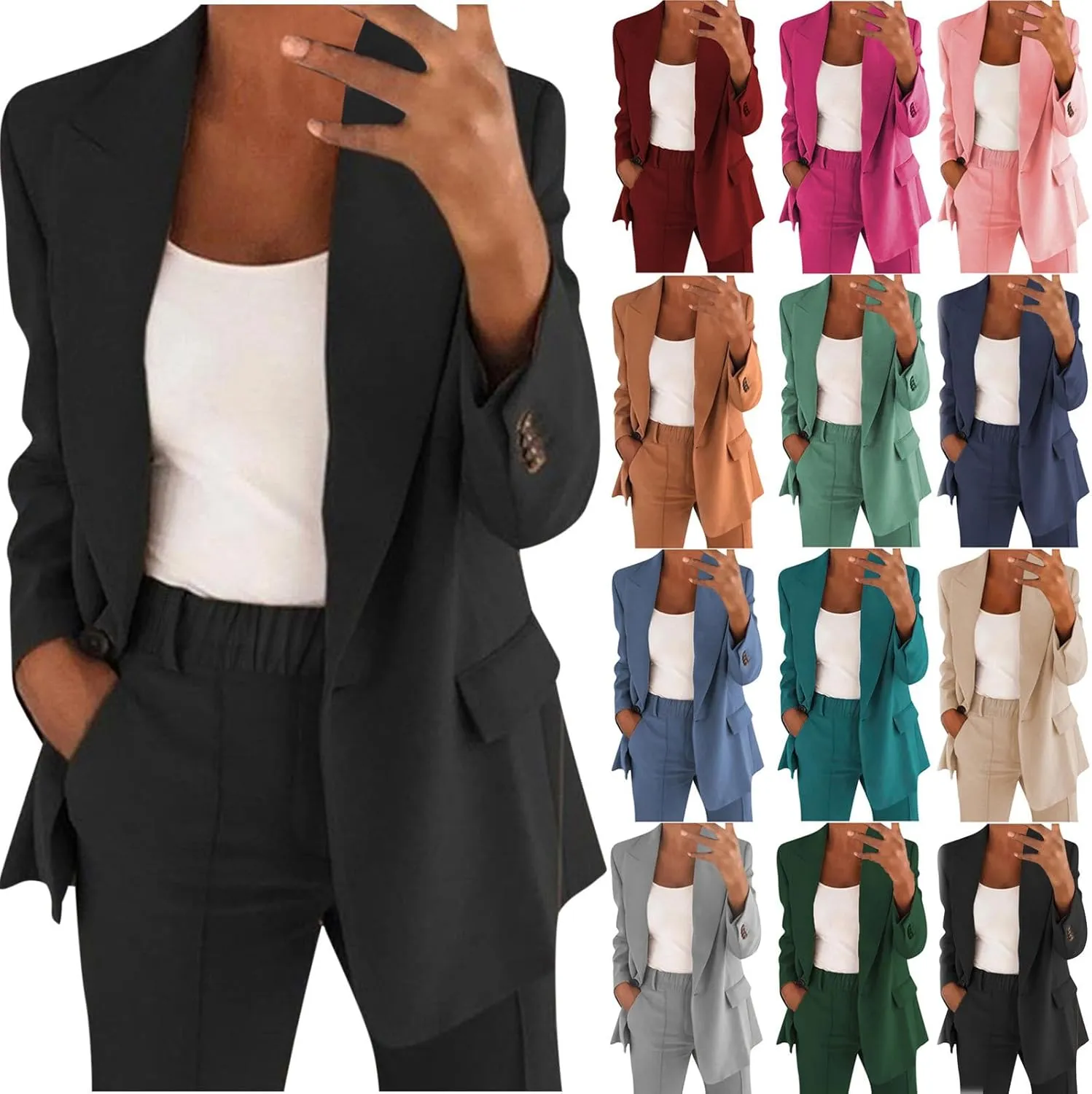 Business Casual Outfits for Women Professional Pant Suits 2 Piece Office Outfit Work Blazer Set Women Dressy Suit 2024