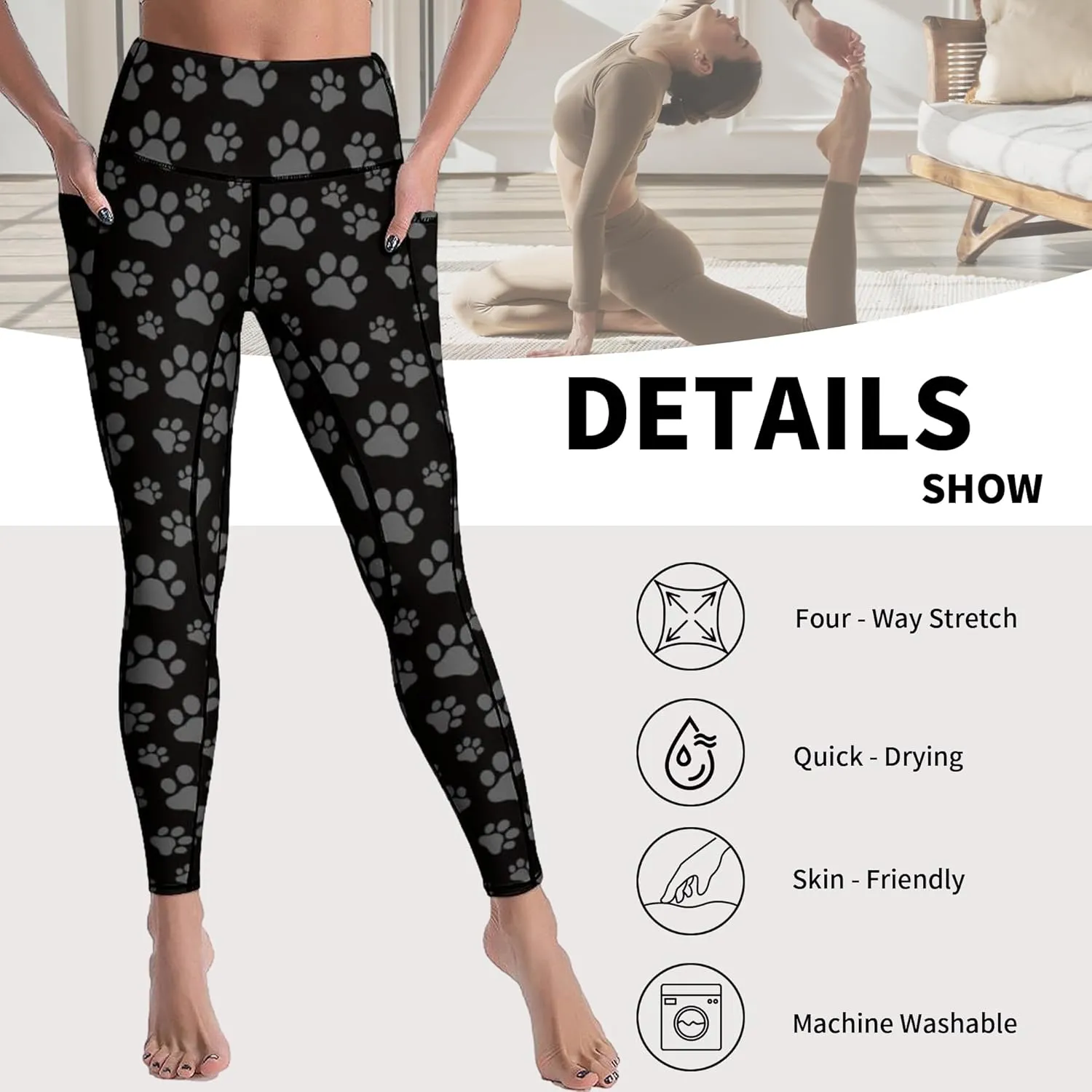 Cerburny High Waisted Exercise Yoga Pants with Pockets Workout Leggings for Women Running Pants