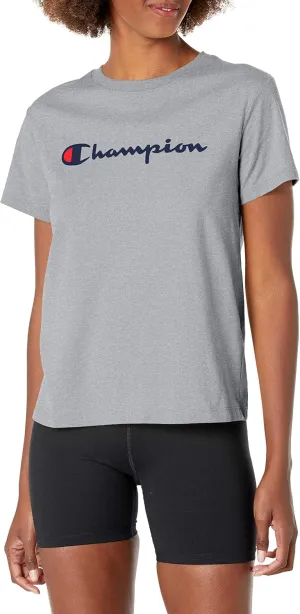 Champion womens Classic Tee, Script Logo T Shirt, Oxford Gray-y08113, X-Large US