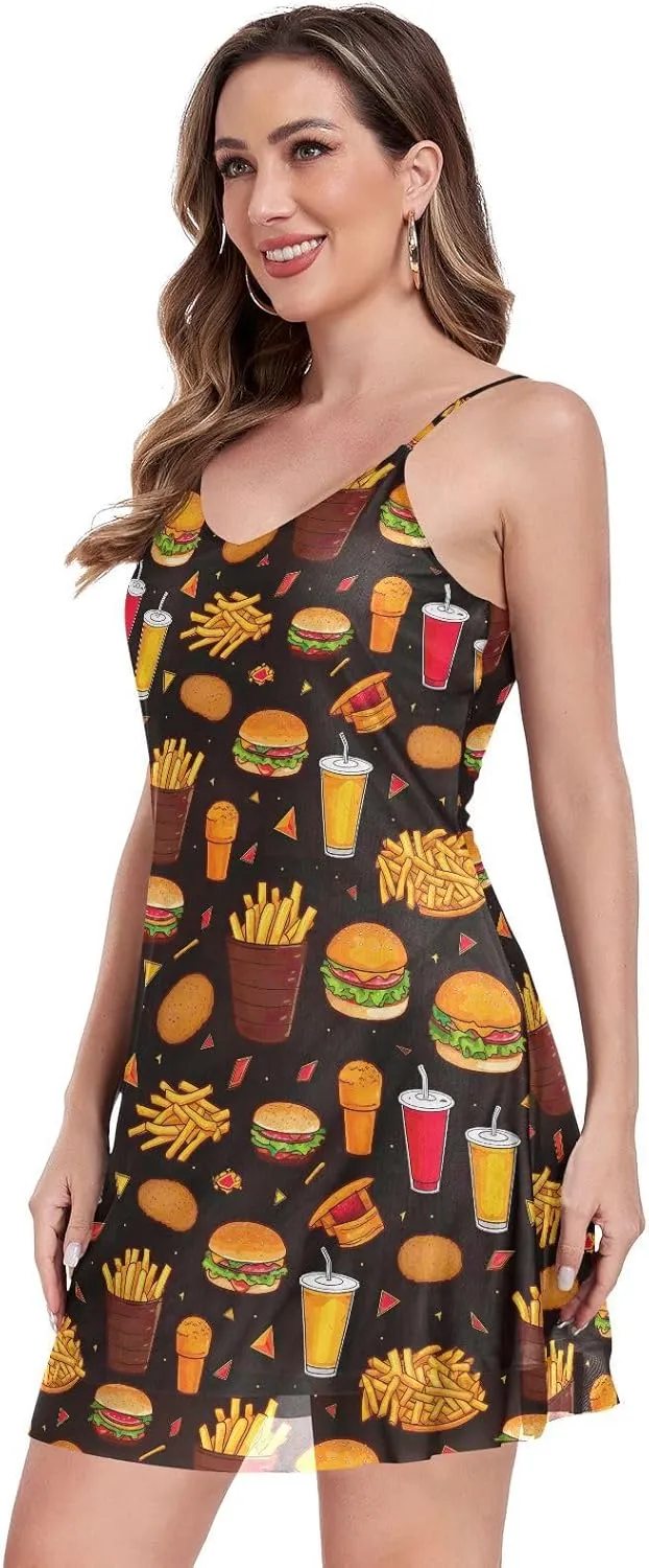 CHIFIGNO Casual Summer Dresses for Women V Neck Mini Sundress Sleeveless Spaghetti Strap Cocktail Dresses for Women