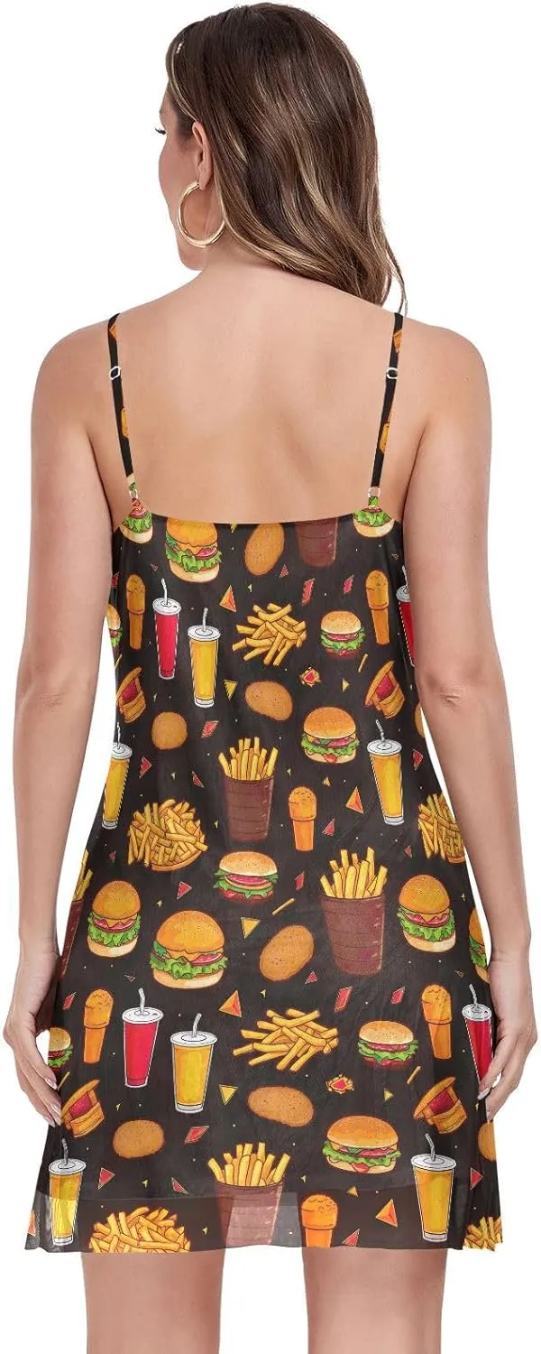 CHIFIGNO Casual Summer Dresses for Women V Neck Mini Sundress Sleeveless Spaghetti Strap Cocktail Dresses for Women