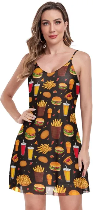 CHIFIGNO Casual Summer Dresses for Women V Neck Mini Sundress Sleeveless Spaghetti Strap Cocktail Dresses for Women