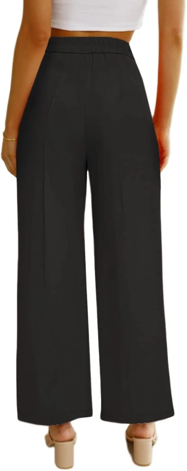 chouyatou Women's Elastic High Waisted Dress Pants Business Casual Work Pants Cropped Trousers