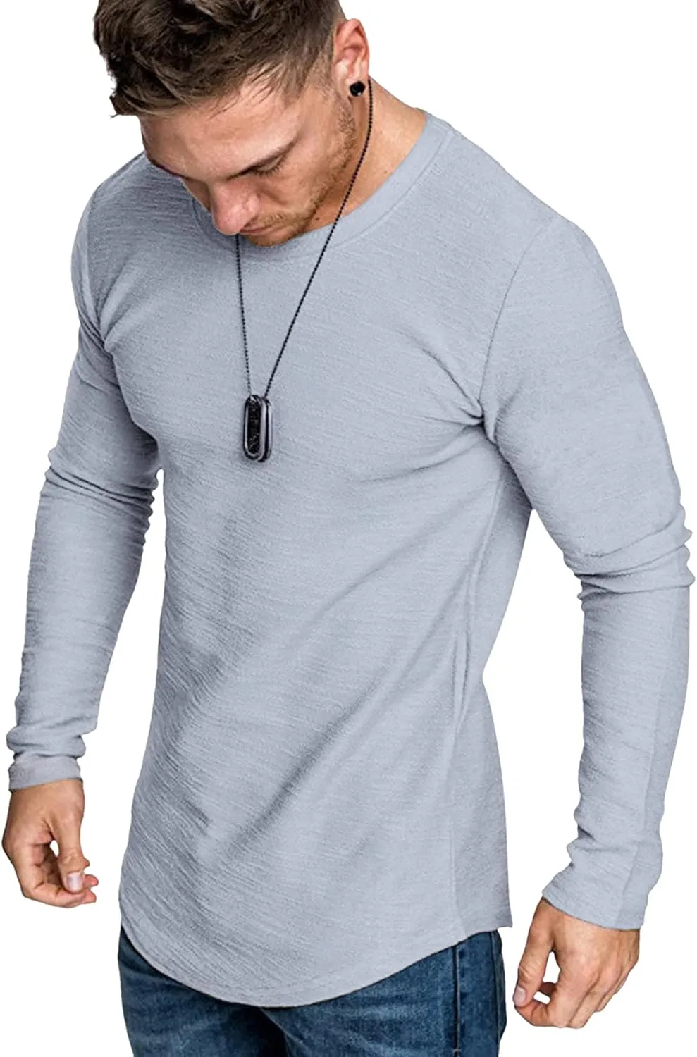 COOFANDY Men 2 Pack Muscle Fitted T Shirt Gym Workout Athletic Long Sleeves Tee