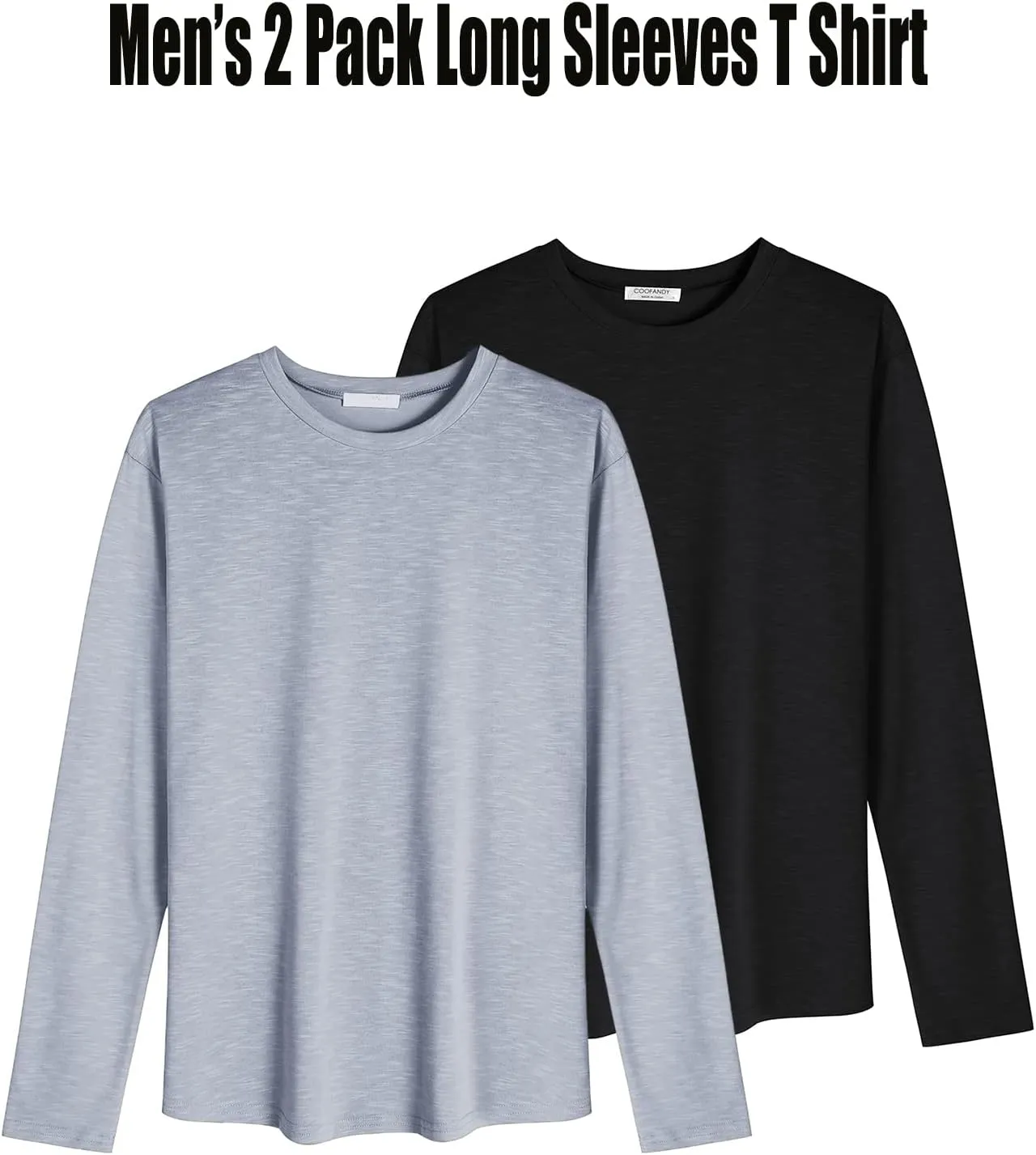 COOFANDY Men 2 Pack Muscle Fitted T Shirt Gym Workout Athletic Long Sleeves Tee