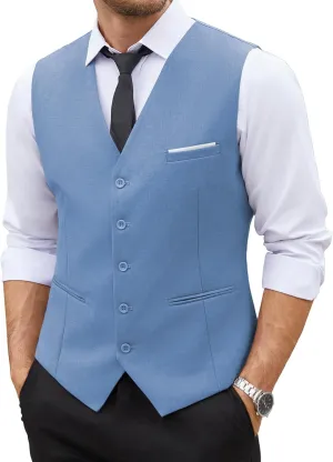 COOFANDY Men's Casual Dress Suit Vest Slim Fit Business Formal Waistcoat Vest