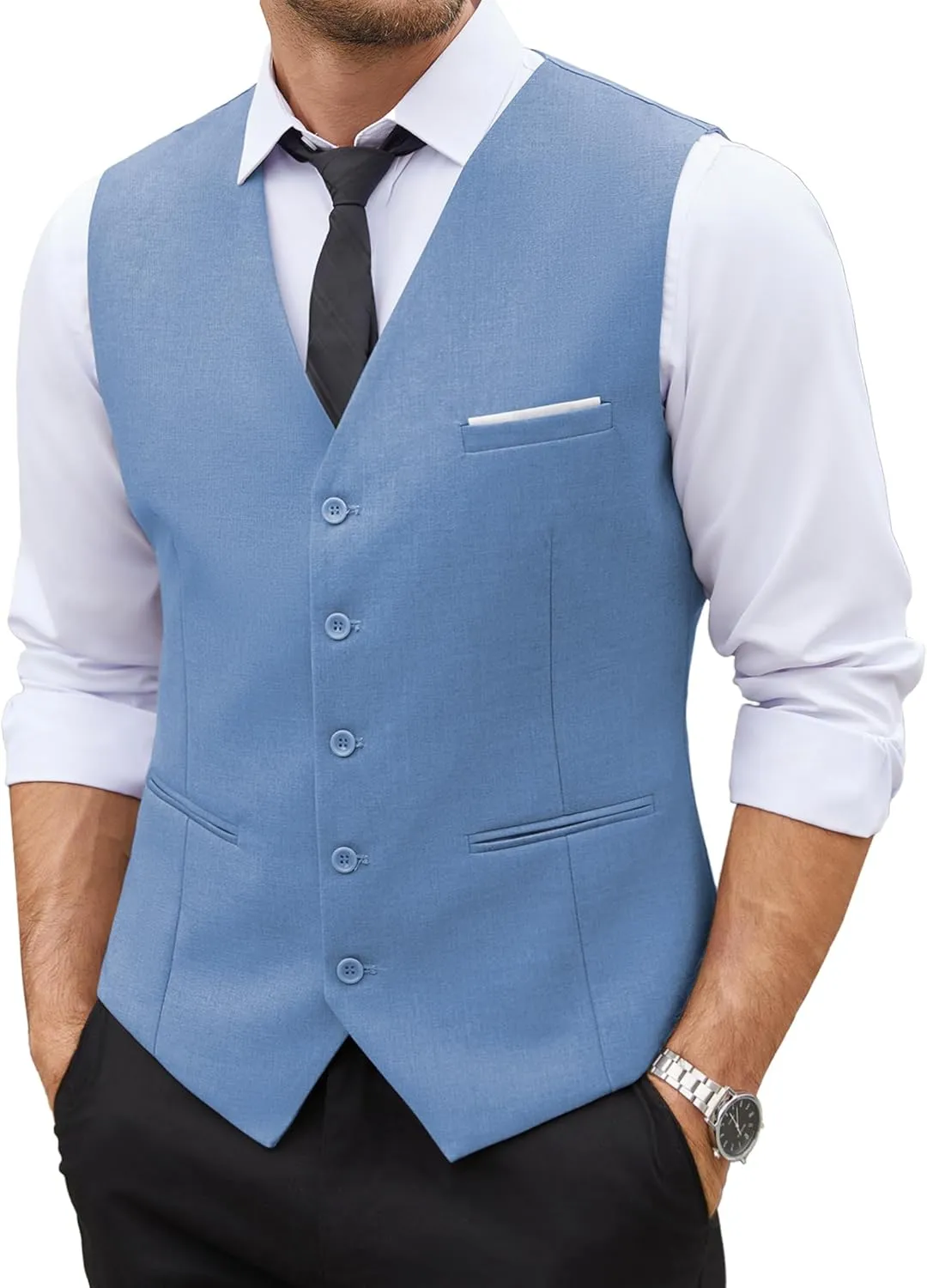 COOFANDY Men's Casual Dress Suit Vest Slim Fit Business Formal Waistcoat Vest
