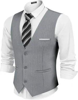 COOFANDY Mens Dress Vest Casual Business Waistcoat Formal Wedding 3 Button Suit Vest