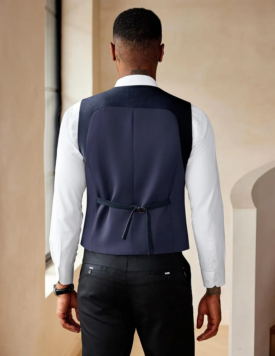 COOFANDY Men's Suit Vest Slim Fit Double Breasted Dress Vest Casual Business Formal Waistcoat