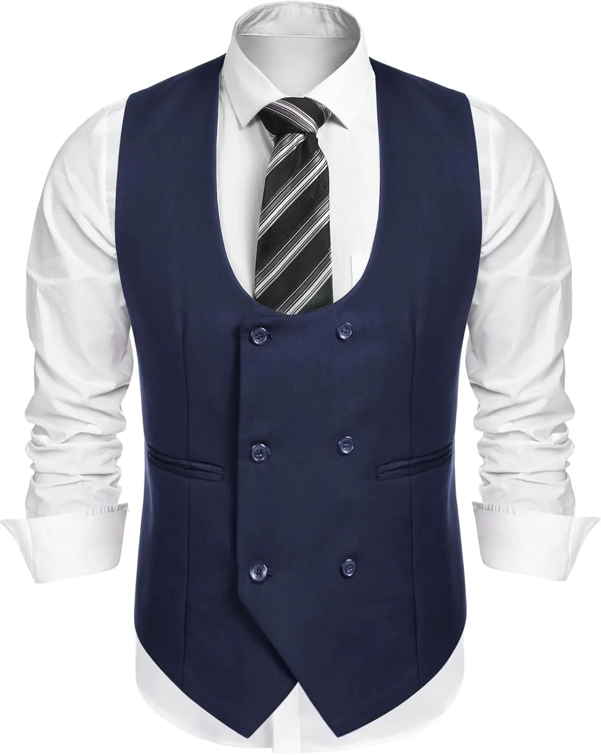 COOFANDY Men's Suit Vest Slim Fit Double Breasted Dress Vest Casual Business Formal Waistcoat