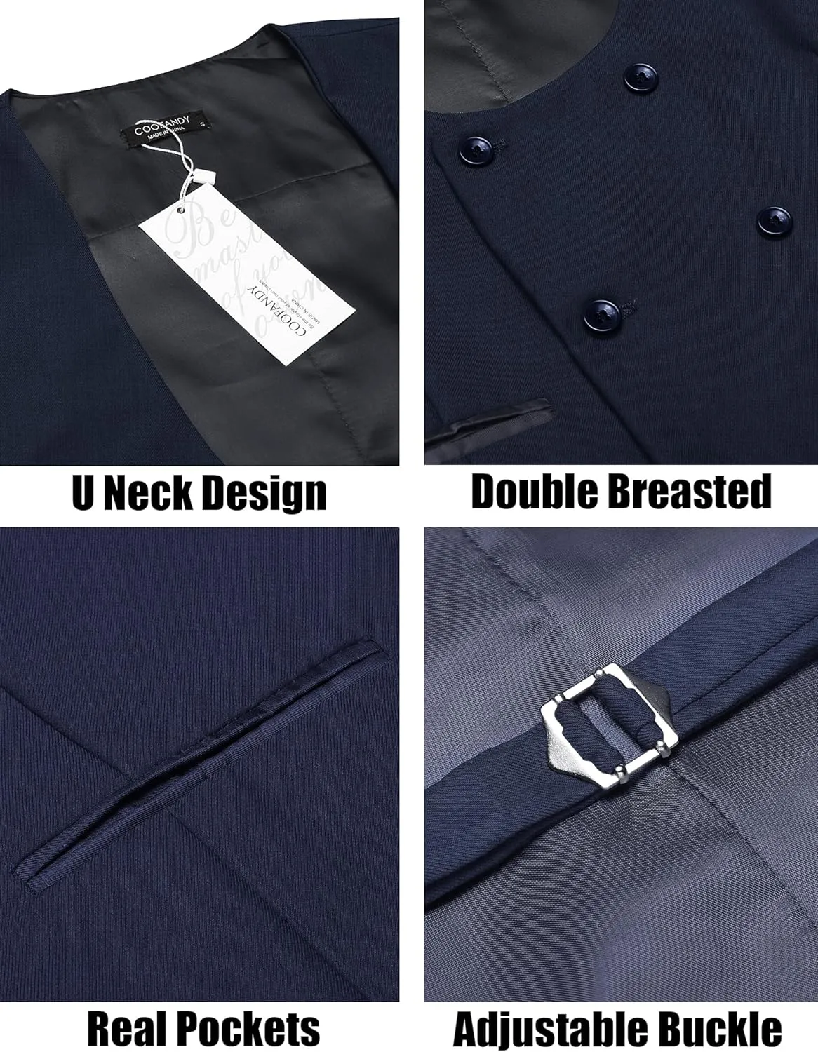 COOFANDY Men's Suit Vest Slim Fit Double Breasted Dress Vest Casual Business Formal Waistcoat