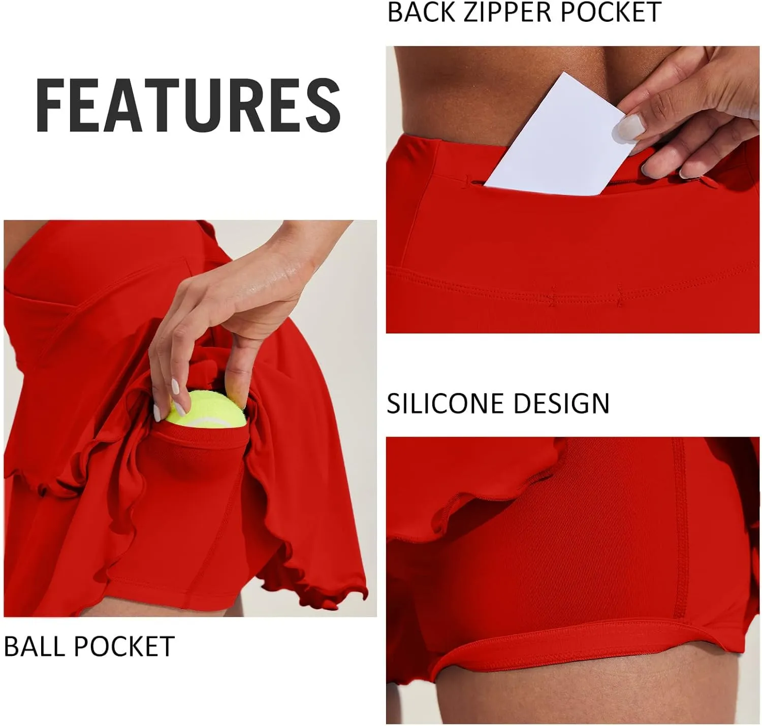 COOrun Womens Tennis Skirt Crossover Golf Skorts Skirts UPF 50  Lightweight Athletic Skirt with 3 Pockets Workout Pickleball
