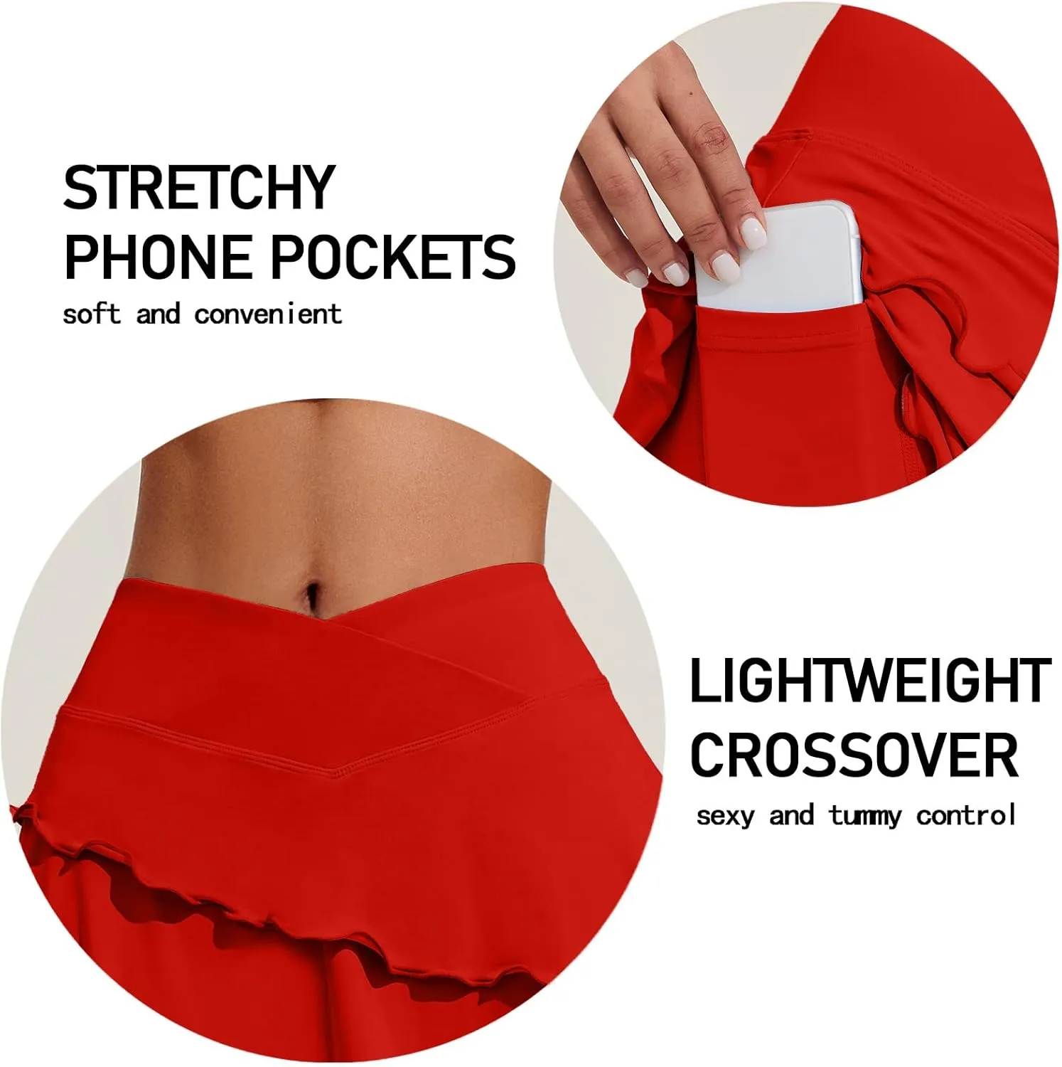 COOrun Womens Tennis Skirt Crossover Golf Skorts Skirts UPF 50  Lightweight Athletic Skirt with 3 Pockets Workout Pickleball