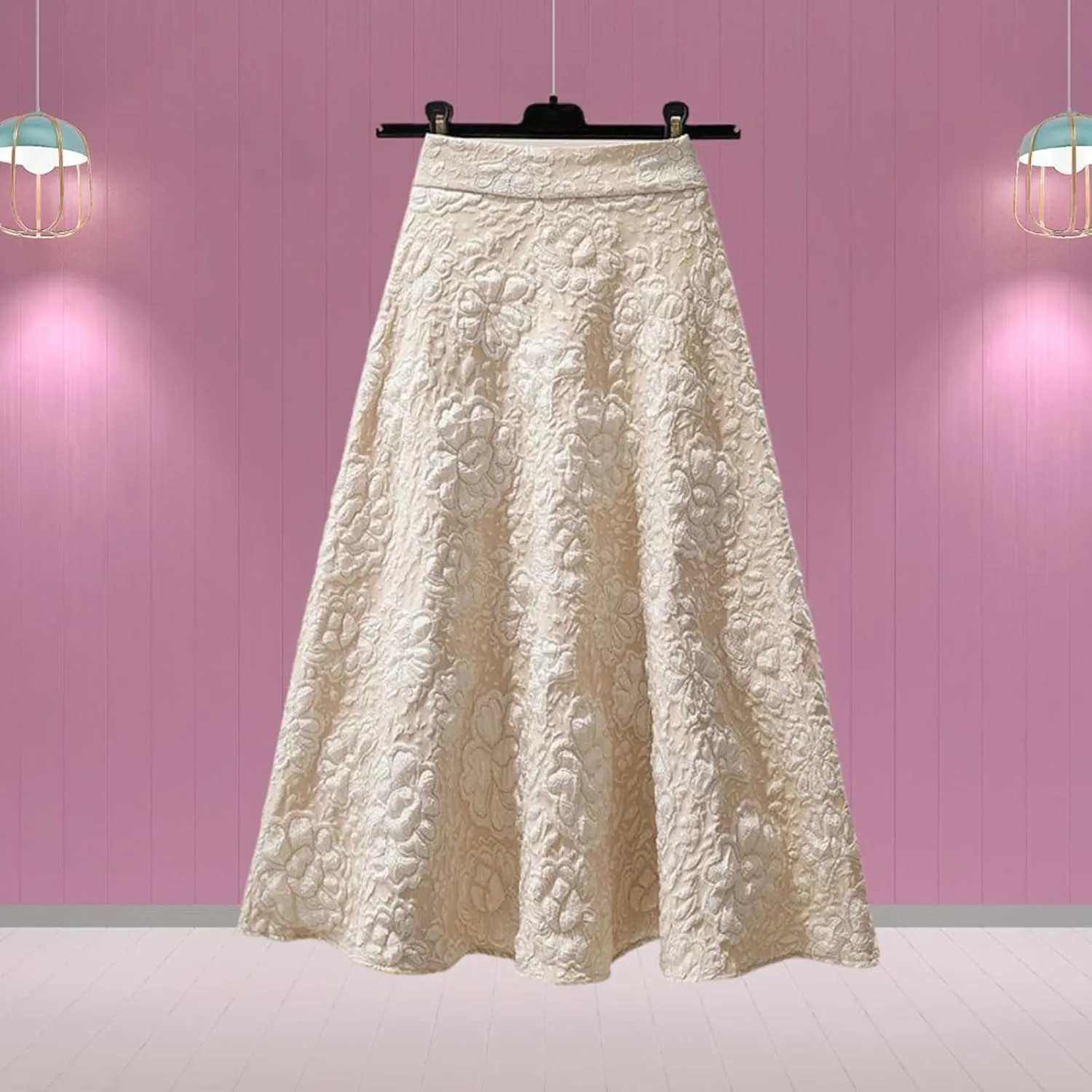 Cute Womens Skirts Summer Jacquard Pleated High Waisted Trendy Sexy Skirt Fairy Women's Casual Skirt Solid Flare