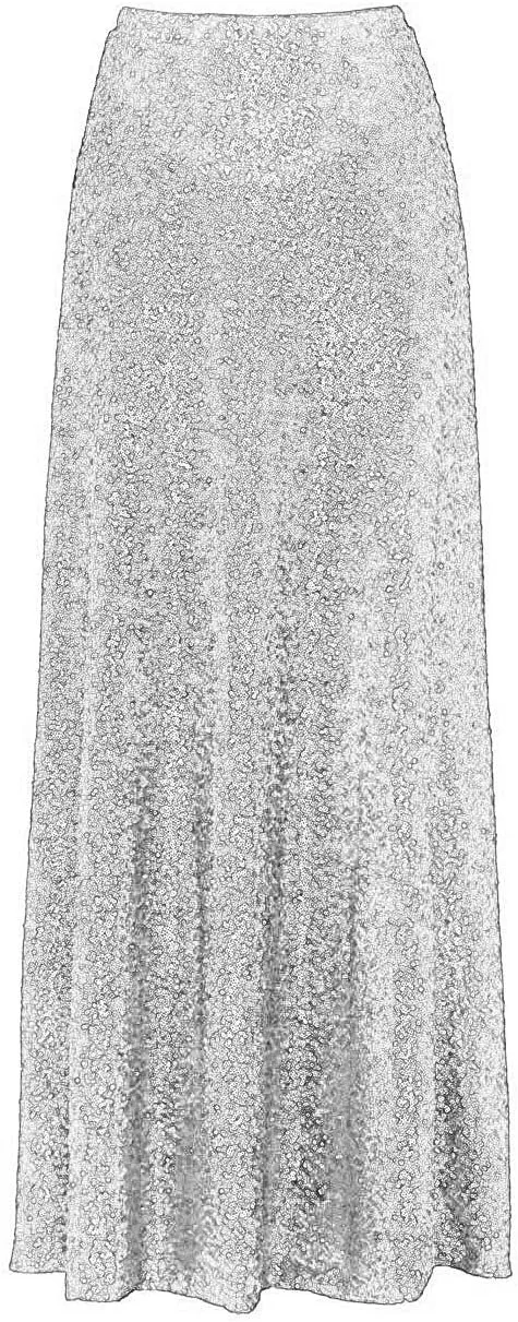 Diydress Women's Long Maxi Sequin Skirt Wedding A-Line Skirt Bridesmaid Skirt