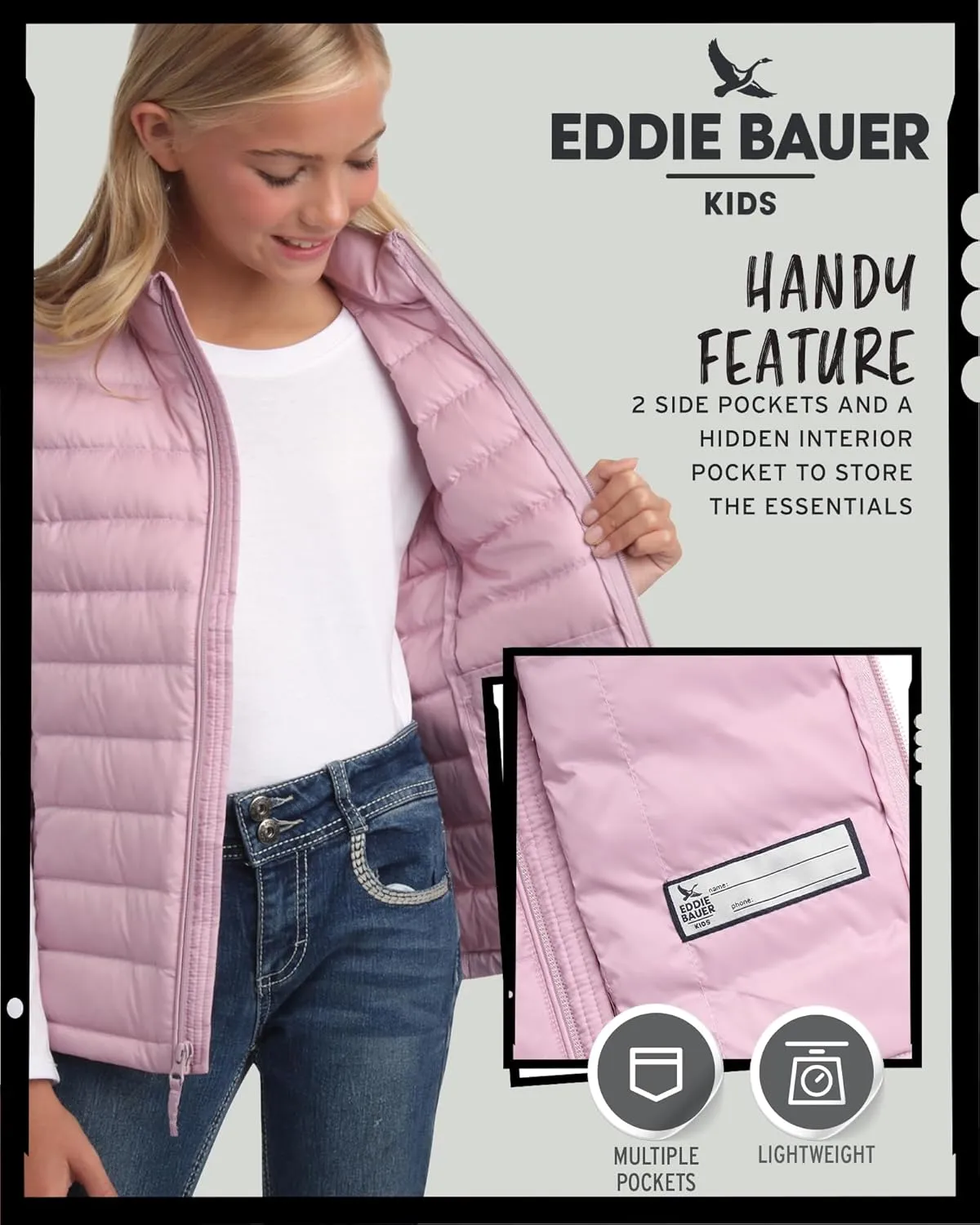 Eddie Bauer Kids' Down Vest - CirrusLite Weather Resistant Quilted Bubble Puffer Vest for Boys and Girls (5-20)