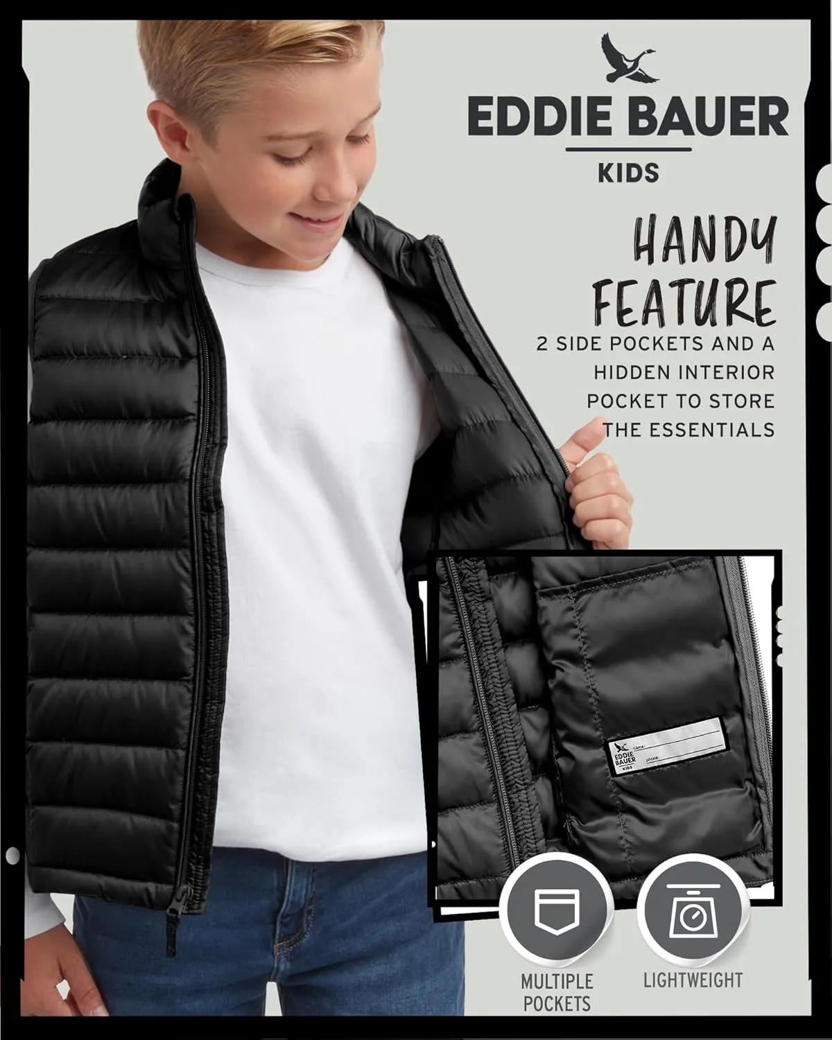 Eddie Bauer Kids' Down Vest - CirrusLite Weather Resistant Quilted Bubble Puffer Vest for Boys and Girls (5-20)