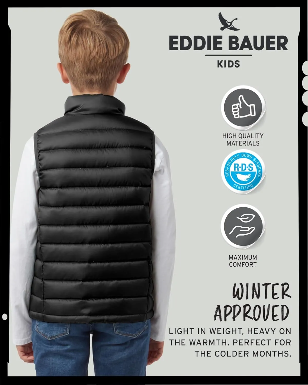 Eddie Bauer Kids' Down Vest - CirrusLite Weather Resistant Quilted Bubble Puffer Vest for Boys and Girls (5-20)