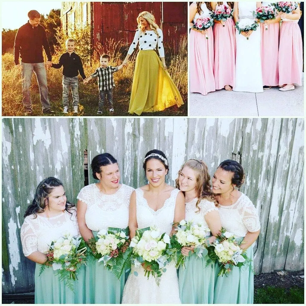 EllieHouse Full/Ankle Length Wedding Long Bridesmaid Chiffon Skirt for Women