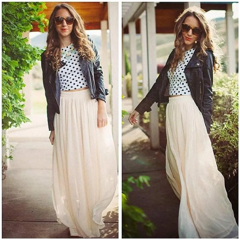 EllieHouse Full/Ankle Length Wedding Long Bridesmaid Chiffon Skirt for Women
