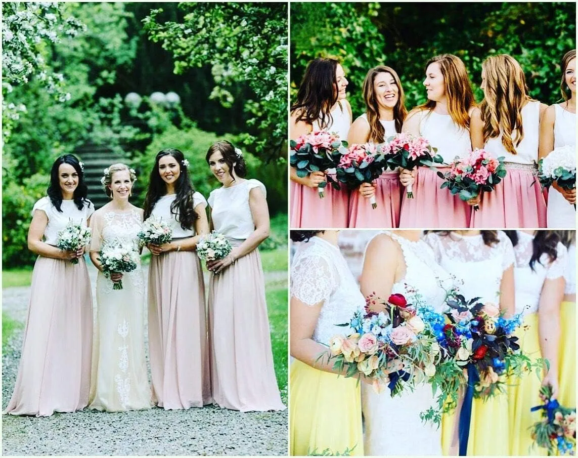 EllieHouse Full/Ankle Length Wedding Long Bridesmaid Chiffon Skirt for Women