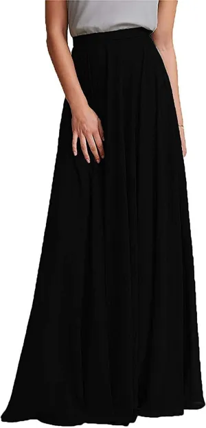EllieHouse Full/Ankle Length Wedding Long Bridesmaid Chiffon Skirt for Women