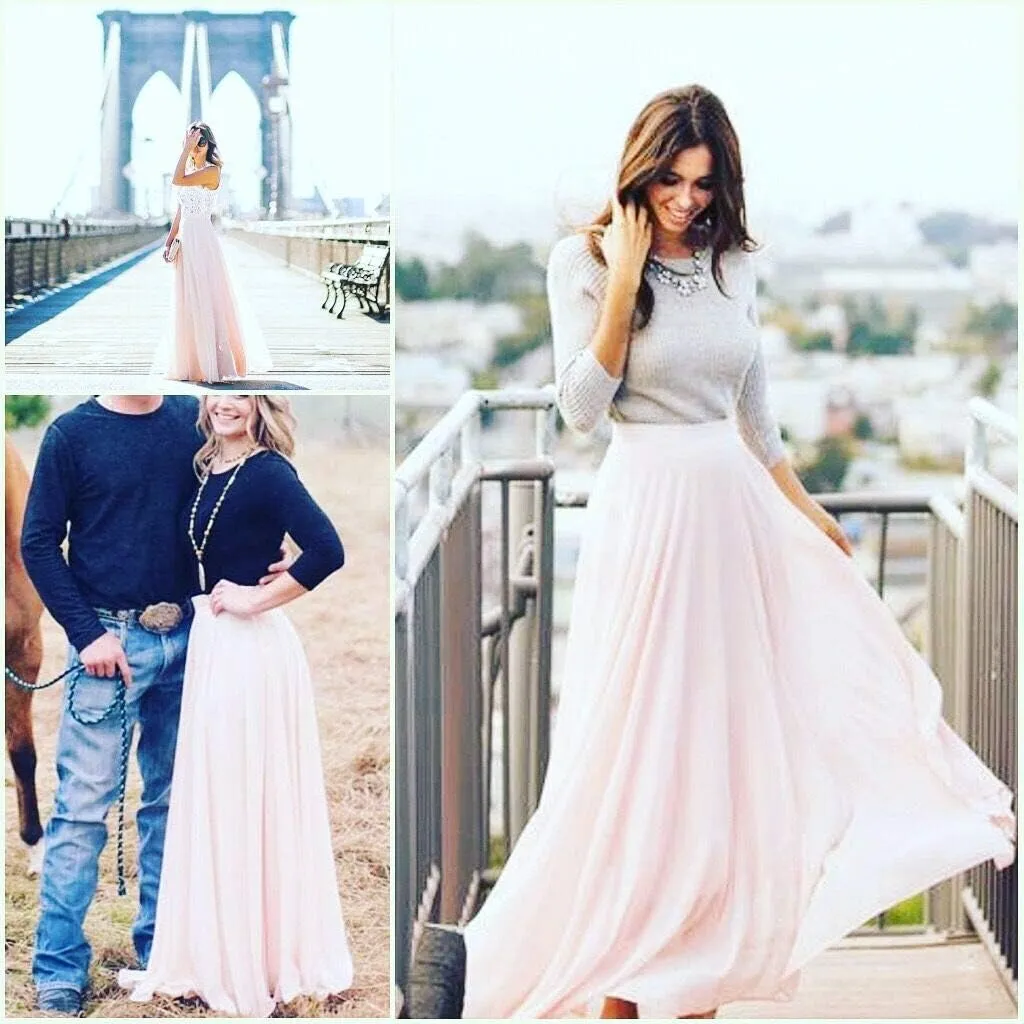 EllieHouse Full/Ankle Length Wedding Long Bridesmaid Chiffon Skirt for Women