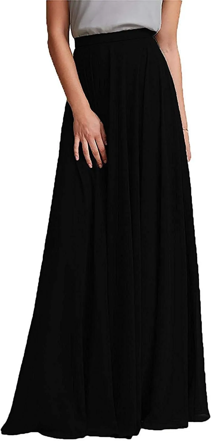 EllieHouse Full/Ankle Length Wedding Long Bridesmaid Chiffon Skirt for Women