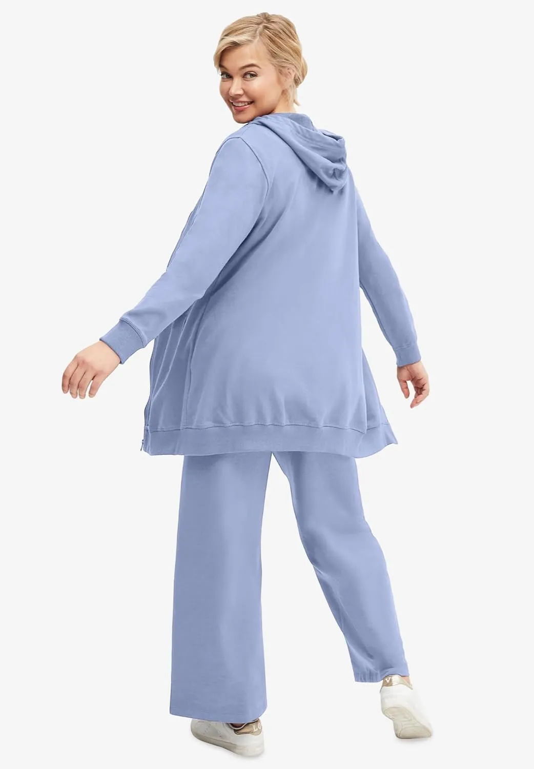 ellos Plus Size Wide Leg French Terry Sweatpant