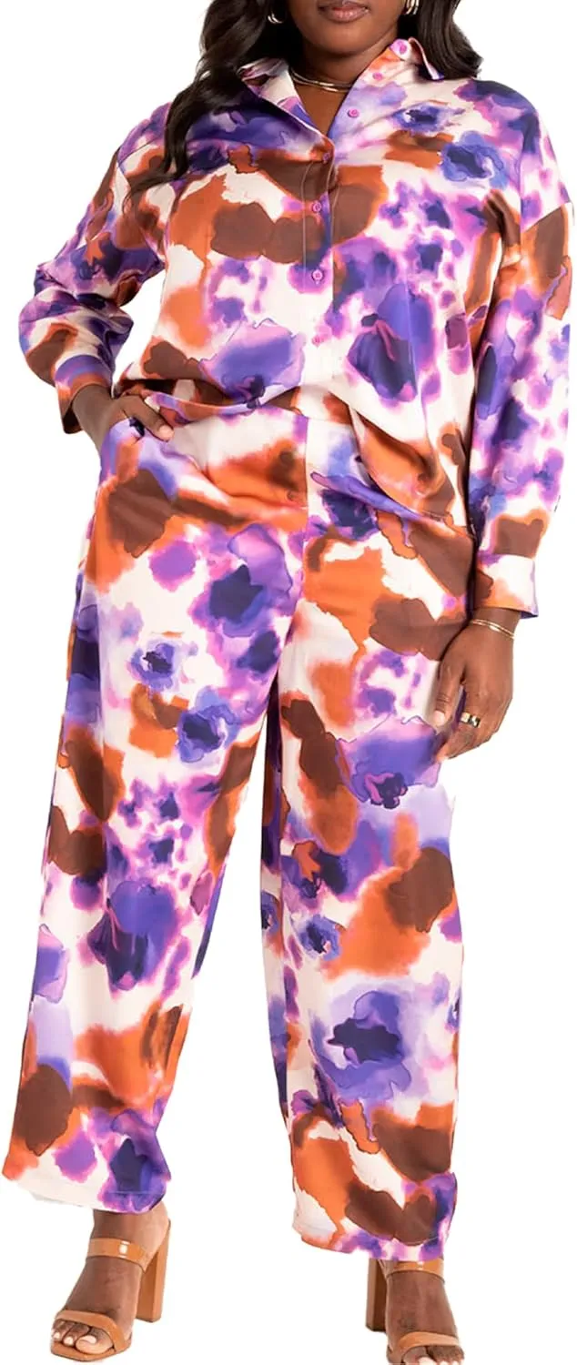 ellos Plus Size Wide Leg French Terry Sweatpant