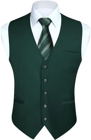Enlision Men's Suit Vest Business Formal Dress Waistcoat Solid Color Vest for Suit or Tuxedo