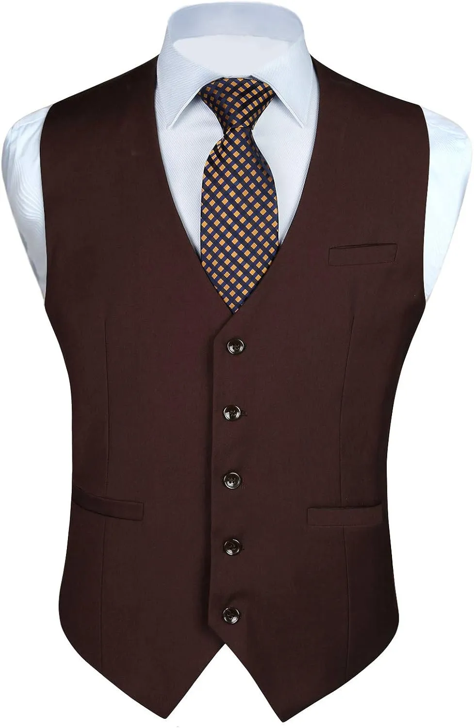 Enlision Men's Suit Vest Business Formal Dress Waistcoat Solid Color Vest for Suit or Tuxedo