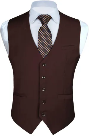 Enlision Men's Suit Vest Business Formal Dress Waistcoat Solid Color Vest for Suit or Tuxedo