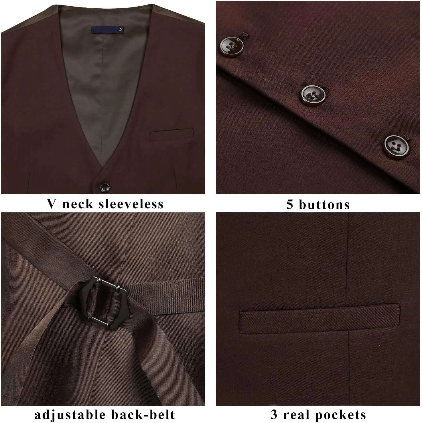 Enlision Men's Suit Vest Business Formal Dress Waistcoat Solid Color Vest for Suit or Tuxedo