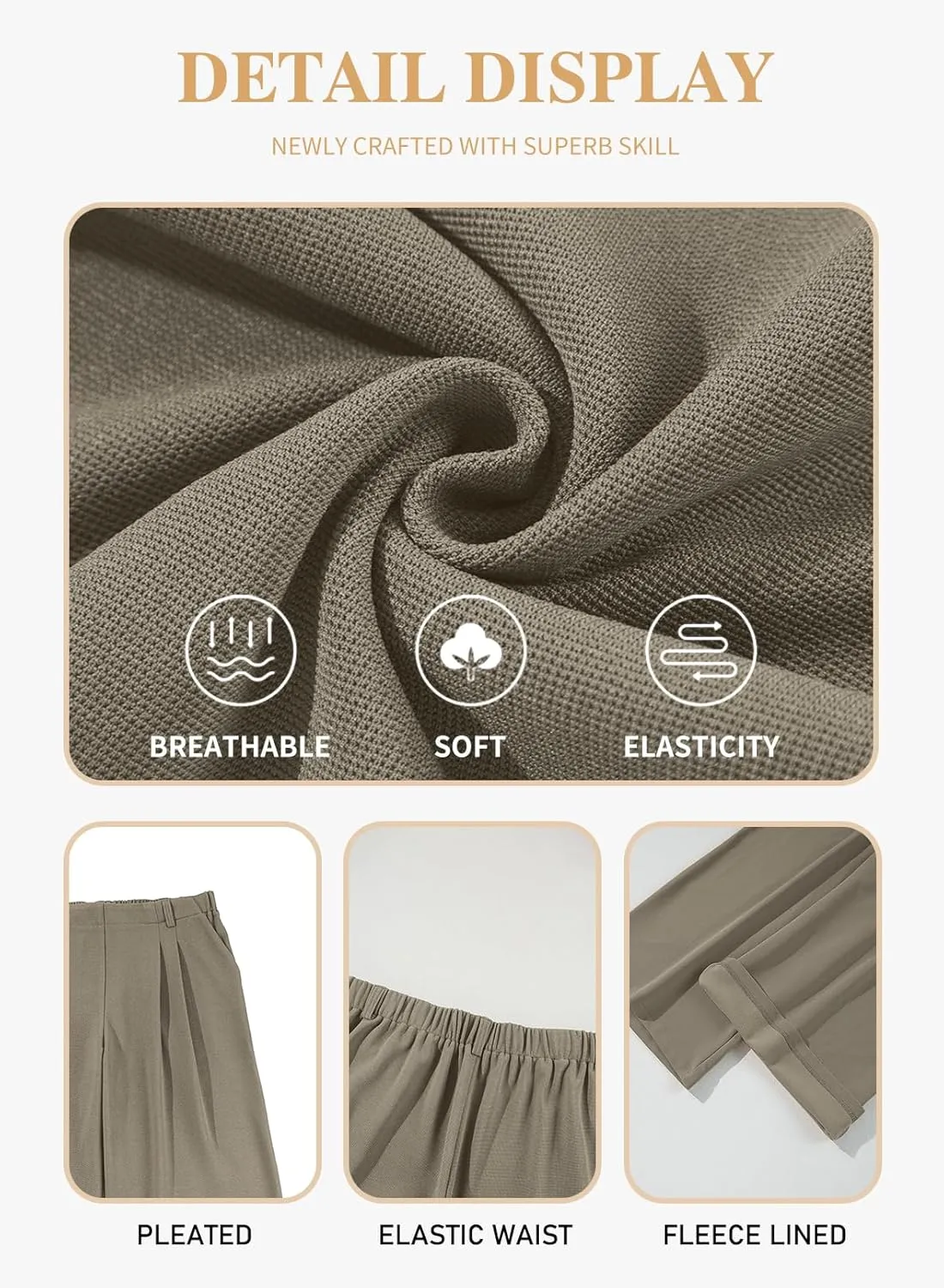 Eytino Womens Plus Size Wide Leg Dress Pants Elastic High Waisted Casual Waffle Palazzo Pants Trousers with Pockets(1X-5X)