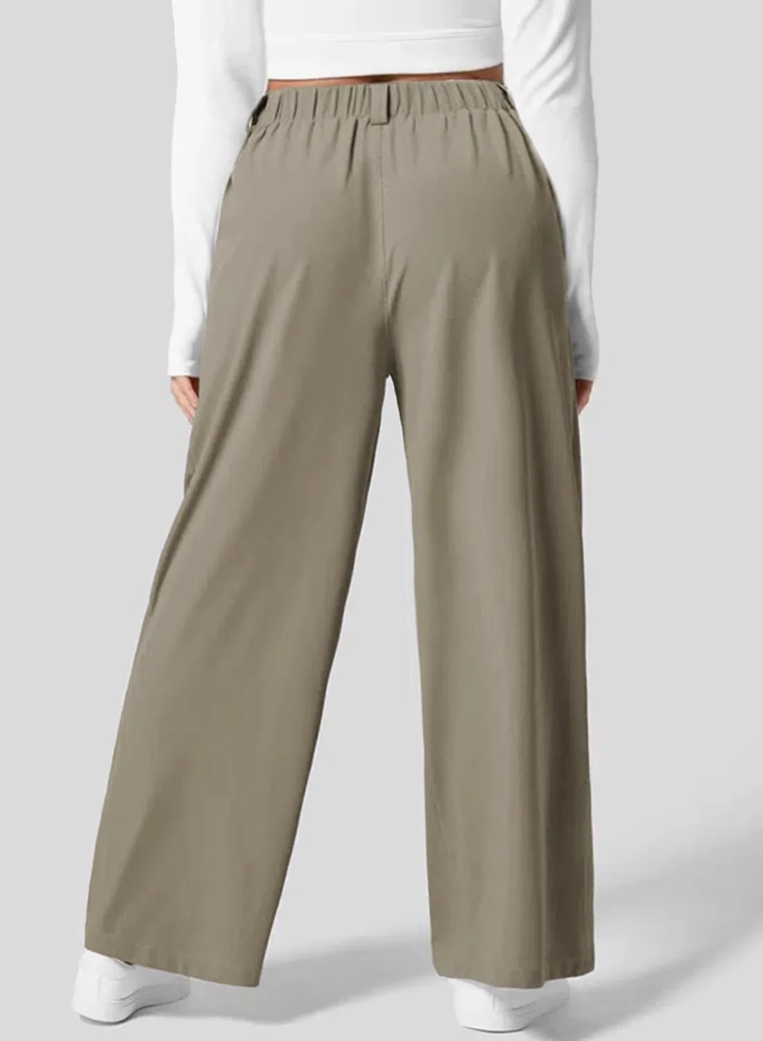 Eytino Womens Plus Size Wide Leg Dress Pants Elastic High Waisted Casual Waffle Palazzo Pants Trousers with Pockets(1X-5X)