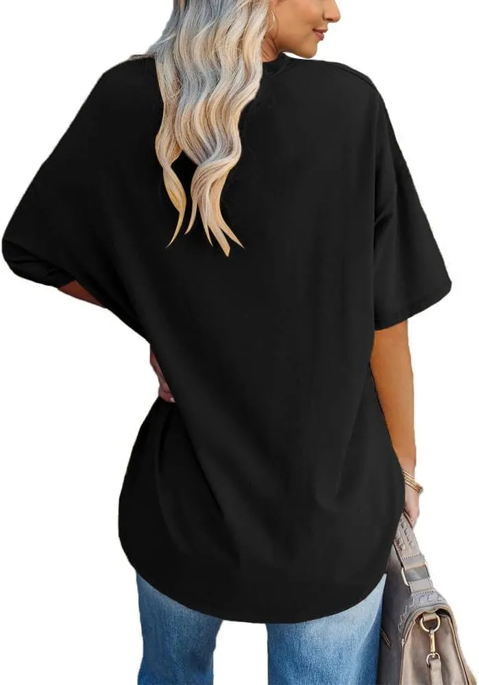 Fazortev Womens Oversized Queen Of Hearts Graphic T Shirts Casual V Neck Half Sleeve Summer Loose Tees Tunic Tops