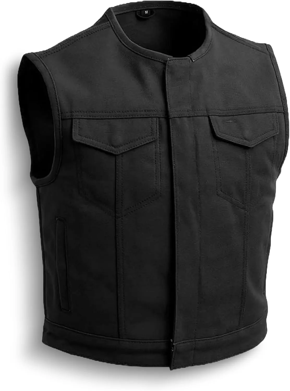 First Mfg Co - Lowside - Mens Motorcycle Biker Riding Canvas, Leather, Twill, Perforated Leather Vest