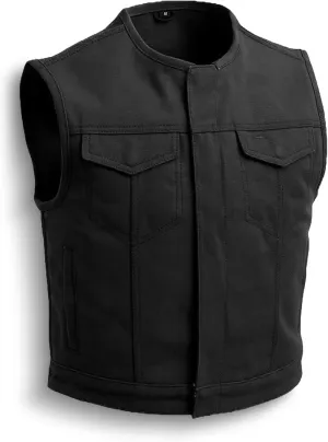 First Mfg Co - Lowside - Mens Motorcycle Biker Riding Canvas, Leather, Twill, Perforated Leather Vest