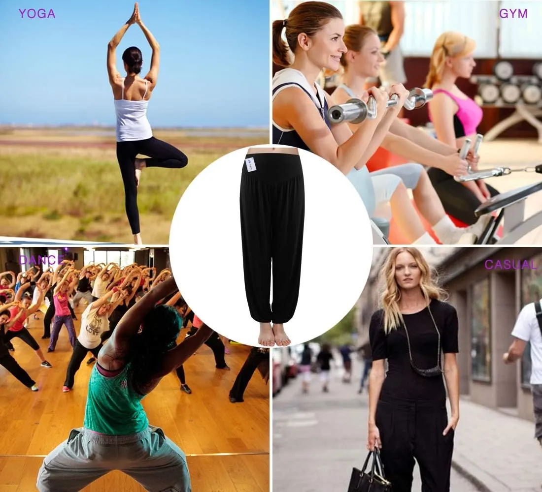 fitglam Women's Harem Pants Yoga Hippie Boho Beach Pants Summer Baggy Joggers Plus Size