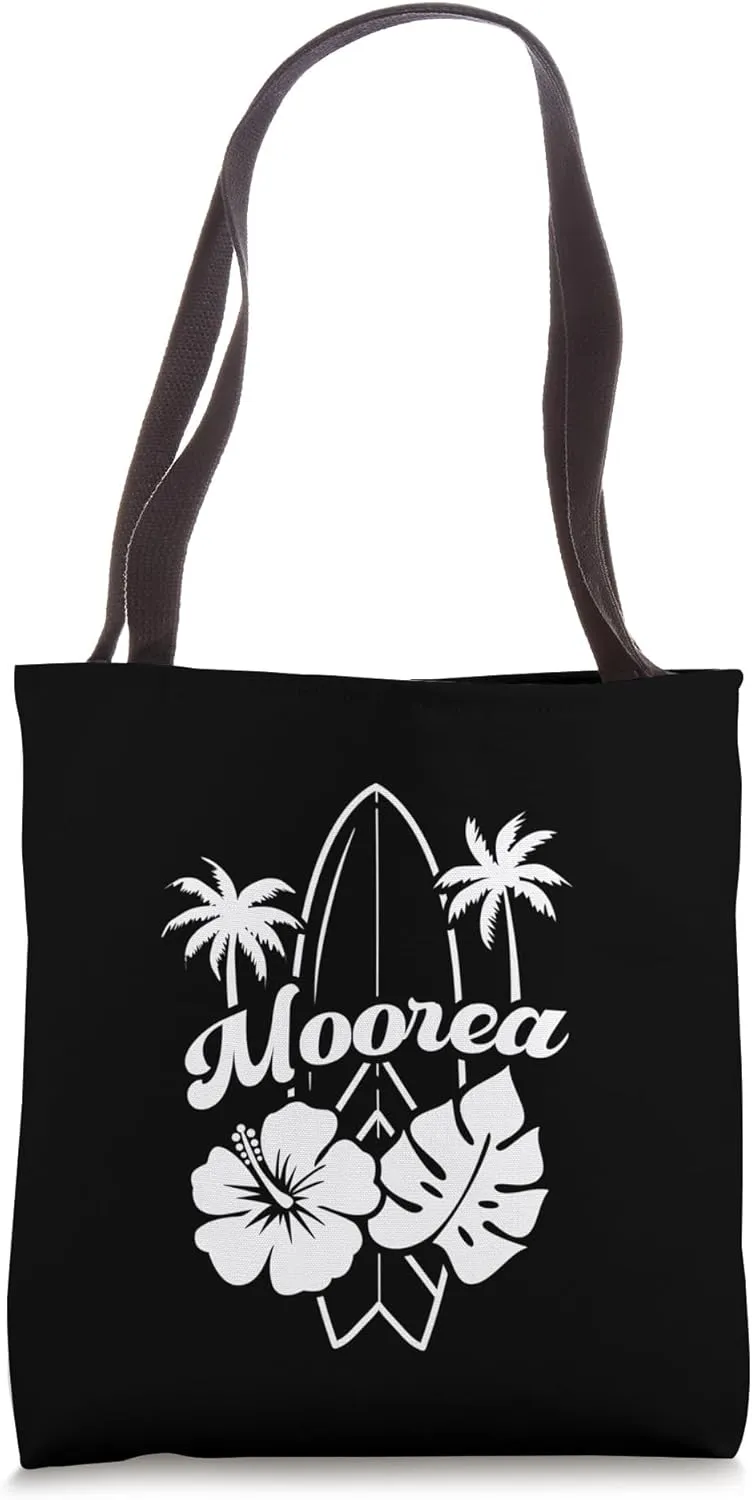 French Polynesia Moorea Bora Bora Tahiti Hibiscus Surf Tee Tote Bag