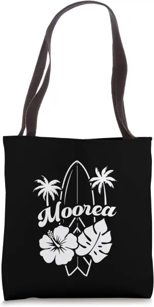 French Polynesia Moorea Bora Bora Tahiti Hibiscus Surf Tee Tote Bag