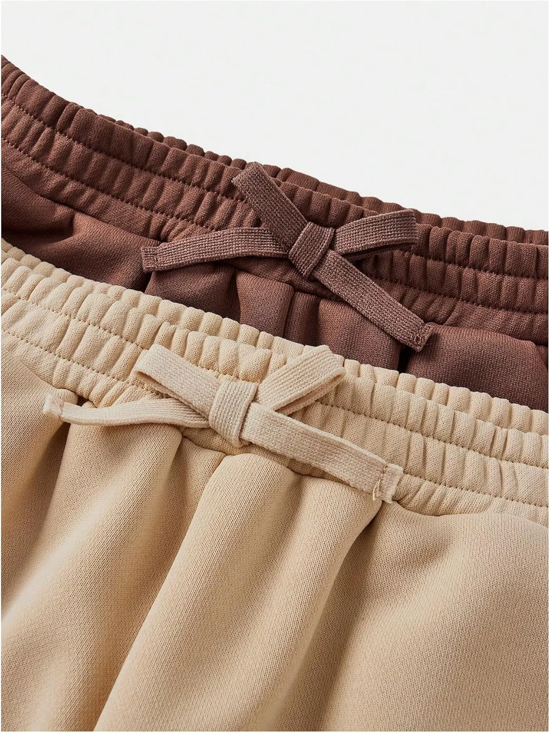 Girl's 2 Pack Pants Drawstring Waist Wide Leg Pants High Waisted Loose Casual Sweatpants