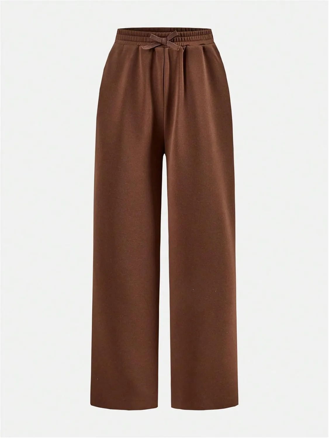 Girl's 2 Pack Pants Drawstring Waist Wide Leg Pants High Waisted Loose Casual Sweatpants