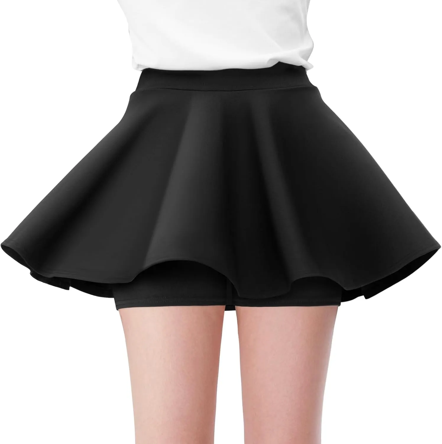 Girls Skirts Casual Mini Flare Pleated Skirt with Shorts High Waisted Skater Skirt A Line Skorts