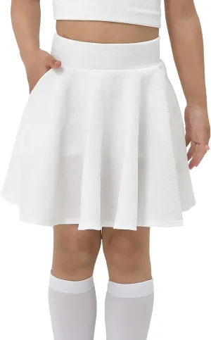 Girl's Skirt,Stretchy Waist Tennis Skirt with Pocket Short Casual Pleated Skater Skirt Uniform Skirt 5-14 Years